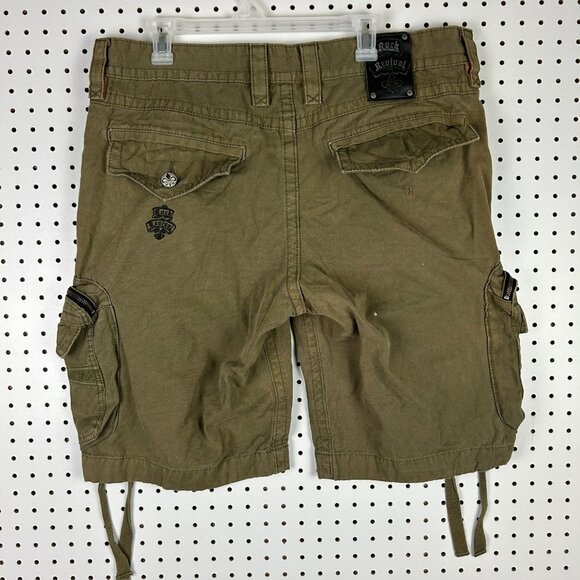 Rock Revival Army Green Cargo Shorts 38 Streetwear Baggy Distressed READ‎ Y2K - Picture 3 of 9